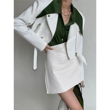 PAPERLLL辛間【酷颯】高腰皮裙女春秋修身顯瘦短裙半身a字裙子