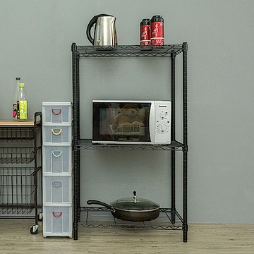 dayneeds 輕型 70x45x120cm三層鐵架(烤漆黑) 波浪架/收納架/置物架