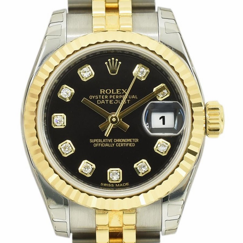 デイトジャスト 10Pダイヤ 黒文字盤 コンビ K18YG×SS | ROLEX