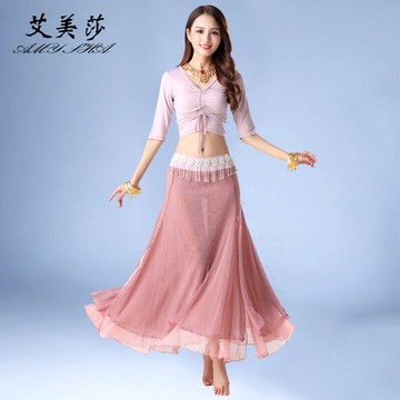 肚皮舞服裝女2022新款練功服套裝舞蹈表演演出服短袖性感長裙春夏