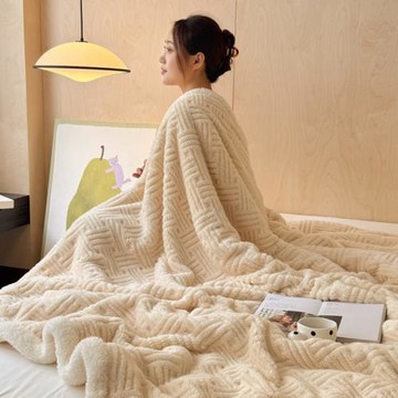 秋冬新款提花舒棉絨羊羔絨毛毯加厚蓋毯保暖毯子雙層休閑毯