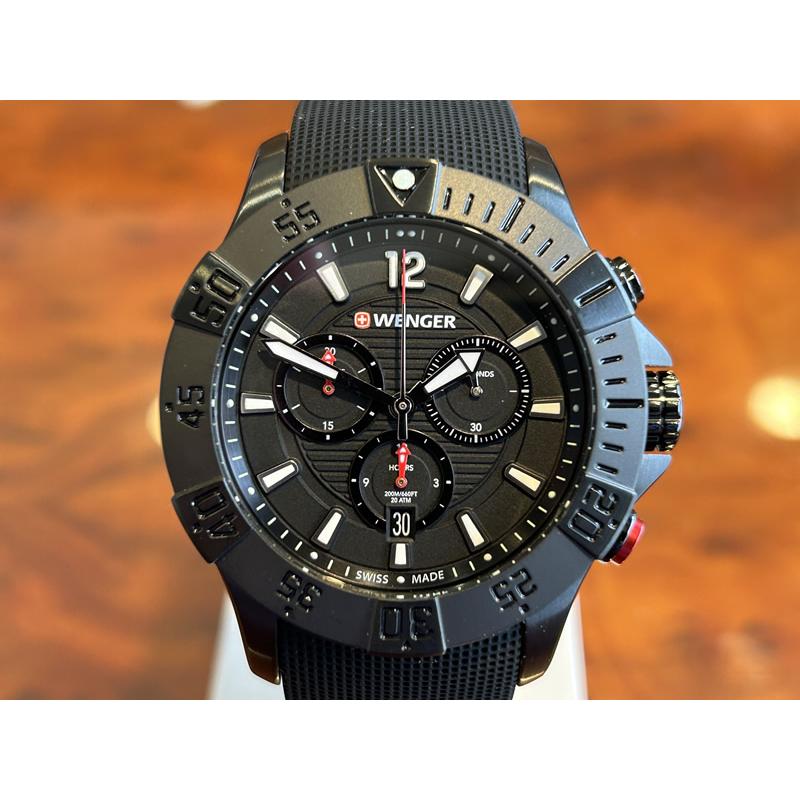 あすつく】 ウェンガー 腕時計 WENGER Seaforce Chrono シーフォース クロノグラフ 43mm ブラック文字盤  01.0643.120 クォーツ 国内正規品 | LINEショッピング