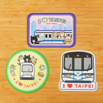 旅行台灣 行李箱防水貼紙E/ 台北城市+捷運車廂+美食 3入組