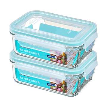 Glasslock 長方型強化玻璃微波保鮮盒 715ml 2個  1組