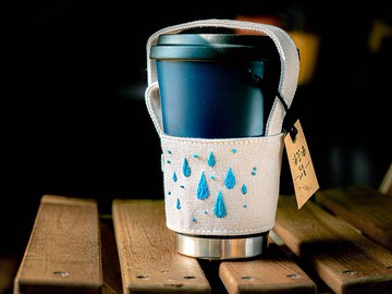 雨滴 手工刺繡杯套 Handmade embroidery 客製化刺繡 晴好物