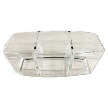 Bujaoppa 壓克力三格方形化妝刷具收納盒  1個  透明色