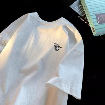 【台灣出貨】100%純棉 男生上衣 復古上衣 大尺碼上衣 咖啡色上衣 綠色上衣 五分袖上衣 Tee 正韓 潮牌 男女衕款
