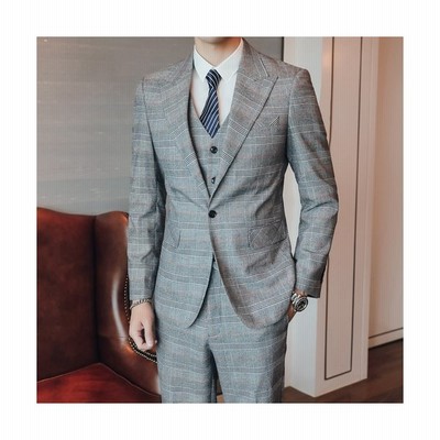 ジャケット ベスト パンツ 高級 チェック柄 ファッション 新郎 ウェディング ドレス ステージ スーツ 3点セット メンズ ビジネス カジュアル タキシード 通販 Lineポイント最大0 5 Get Lineショッピング