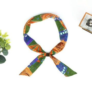 小牛村 手工小領巾 頭帶 領帶 輕薄 復古幾何【迷幻城堡】雨林綠