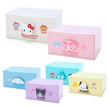 小禮堂 三麗鷗 桌上型塑膠單抽收納盒 (大臉好友款) Kitty 美樂蒂 酷洛米