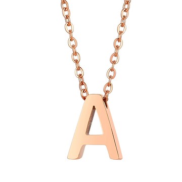 台灣客製化鏈長項鍊 純鋼字母A玫瑰金色鎖骨項鏈－DUSHA ACCESSORY 杜莎飾品