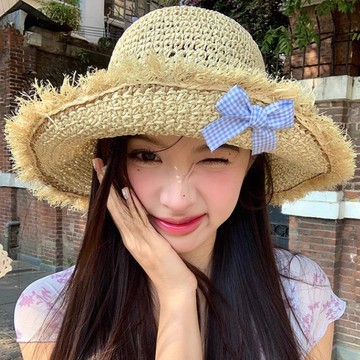 【巴黎精品】現貨+預購 渡假草帽高級法式遮陽帽名媛防曬帽禮帽草編帽子-甜美蝴蝶結翻檐女帽子1色a1kl51
