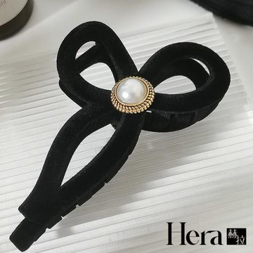 【Hera 赫拉】法式珍珠絲絨大蝴蝶結鯊魚夾 H112030701