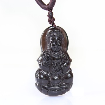 慈緣正堂 黑曜石觀音吊墜男冰種 南海觀音佛像吊墜黑曜石吊墜男女