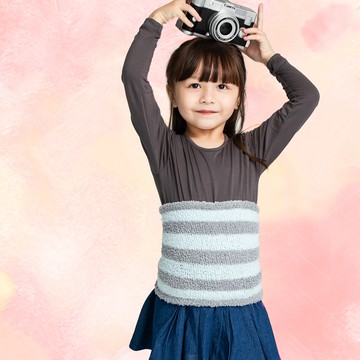 GIAT - 棉花糖彈力保暖肚圍-灰藍條紋