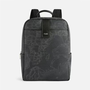 Alviero Martini 義大利地圖包 旅行王者 經典地圖商務13吋筆電後背包35cm-地圖黑 父親節 七夕情人節