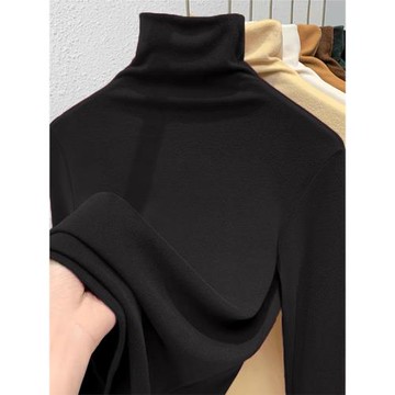 時尚套頭堆堆領長袖修身內搭打底針織衫高級感洋氣慵懶風毛衣上衣