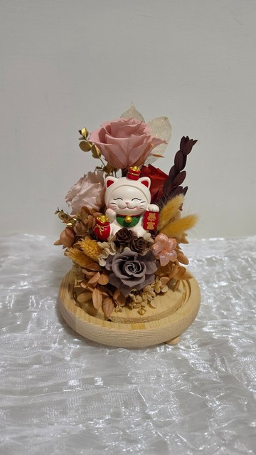 皎月有花 入厝禮  永生花玻璃招財花盅