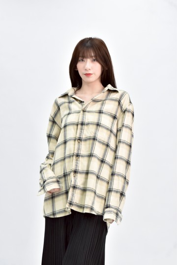 (XL) uniqlo 棉質長袖純棉格紋黃色外套