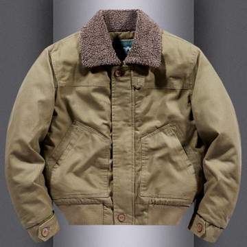 加絨加厚外套男秋冬季青年工裝大碼寬松上衣服男潮流飛行員夾克男