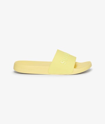Superdry Women's Women's Vegan Logo Pool Sliders Yellow / Sunny Lime Green - Size: 3-4