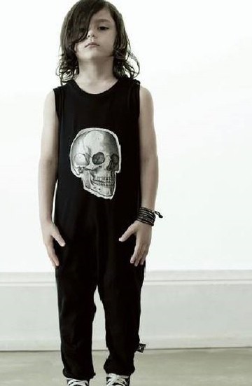 2014春夏 NUNUNU 骷髏連身衣褲/skull overall style Long Romper