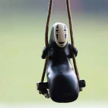 宮崎駿千與千尋蕩秋千 無臉男 汽車掛件 公仔袋裝卡通吊墜