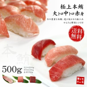 本マグロ大トロ・中トロ・赤身 計500g 解凍レシピ付 送料無料〈bf1〉yd9[[大中赤セット]