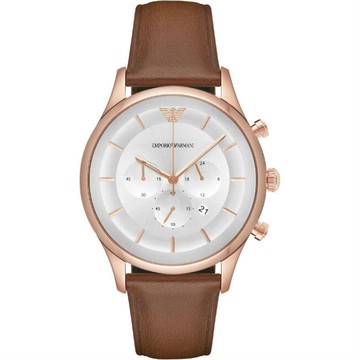 EMPORIO ARMANI 亞曼尼 AR11043玫瑰金簡約時尚計時腕錶/白面43mm｜樂天全館特惠中★指定刷卡回饋10%