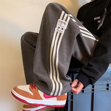 「美式男女情侶款」復古燈芯絨休閒運動褲