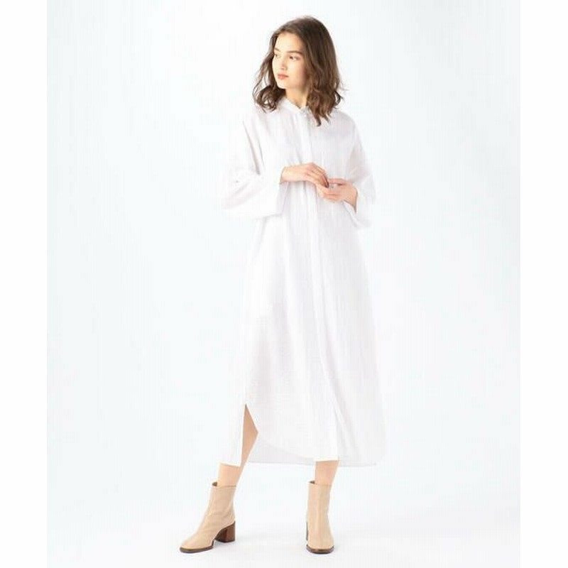 BOURRIENNE ATELIER コットン バンドカラーロングシャツ