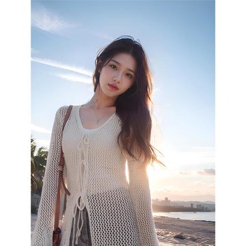 復古鏤空綁帶針織開衫女外穿2025夏季寬松設計感小個子防曬上衣潮