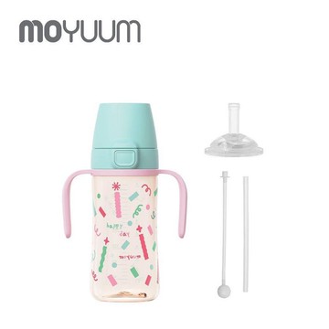 MOYUUM韓國PPSU彈蓋吸管學飲水杯270ml 歡樂派對(8809926452984薄荷綠)790元