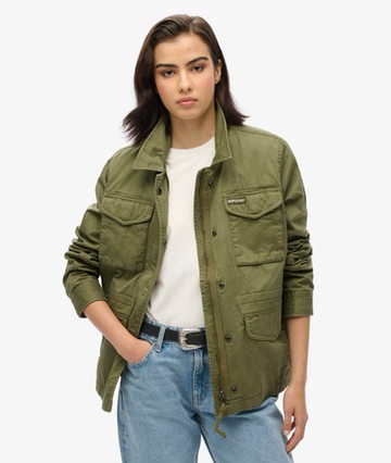 Superdry Women's Military M65 Lined Jacket Green Size: 6
