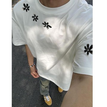 190克夏季新款設計感小眾短袖男寬松潮流美式復古t恤街頭潮牌上衣鑫弘-衣錦男裝