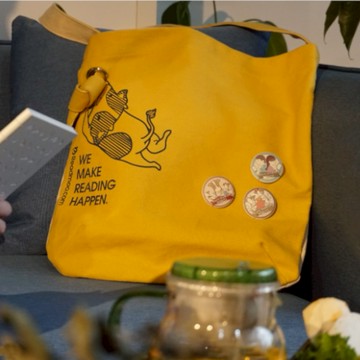 【Readmoo讀墨】犢犢掉書袋 五花進食中-檸檬黃 (附精美包裝)【墊腳石】肩背包 側背包 斜背包 帆布包 大容量