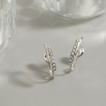 【最後一件】shining bridge loop-fit 耳環 SV 串珠式耳環 萊茵石 銀色