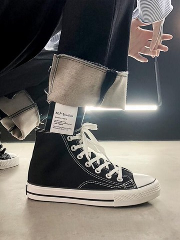 帆布鞋 男鞋子經典春季韓版網紅情侶板鞋潮流百搭帆布鞋男學生高筒鞋 瑪麗蘇精品鞋包