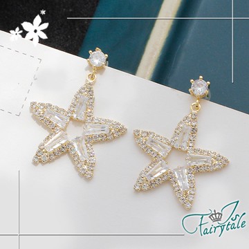 【伊飾童話】閃亮的星＊絕美鏤空鋯石S925銀針耳環