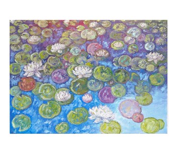 睡蓮藝術 抽象花卉畫 蓮花壁畫 油畫