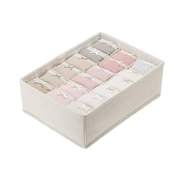 【日本霜山】布質衣櫃抽屜用衣物分類收納盒(24cm面寬)-3入-18分隔