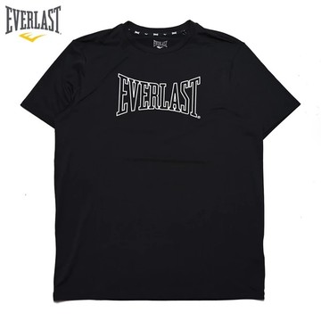 EVERLAST 短袖 短T 黑 大LOGO 運動 抗菌 上衣 男 4021109320