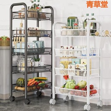 廚房置物架落地多層家用微波爐架子蔬菜收納架烤箱架儲物架帶輪子