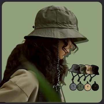 台灣公司貨 露營  折疊 漁夫帽 吊掛 防潑水 漁夫帽  吊掛 露營 可調帽圍  遮陽 綁繩 寬帽沿 戶外 帽繩