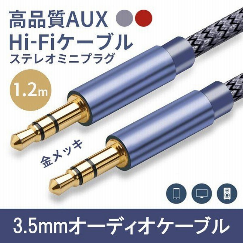 AUXケーブル オーディオケーブル ステレオミニプラグ 3.5mm L型 1m