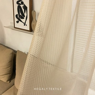 HEGALY｜淡香檳色窗紗灰色透光肌理韓式客廳溫柔光線氣質浪漫窗簾