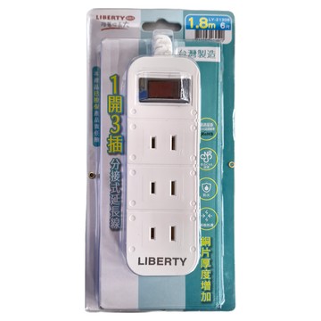 利百代 1開3插2P延長線 1.8M  LY-21306  1條