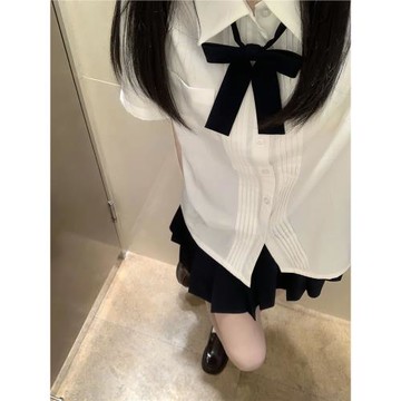 jk制服套裝風琴褶短袖襯衫女學院風畢業班服校服百搭白襯衣百褶裙