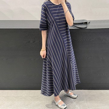 復古氣質條紋洋裝880684