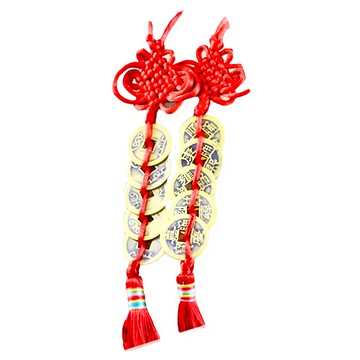 馥瑰馨盛 正宗五帝錢掛件 Set 2件 總長約30cm 招財化煞  銅色 + 紅色  1組
